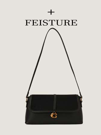 Bolsa tipo baguete vintage com aba, em tecido PU de cor sólida, ideal para usar embaixo do braço, perfeita para meninas, mulheres, estudantes universitárias e jovens profissionais. Ótima para o trabalho, negócios, deslocamentos e escola.