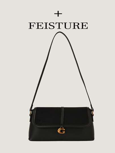 1pc Solid Color PU Fabric Underarm Baguette Bag Vintage Flap Shoulder Bag, Suitable For Girls, Women, College Students, Young Professionals, Great For Work, Business, Commute, School