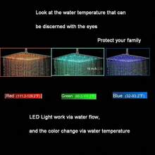 12 Inch Brushed Nickel LED Rainfall Shower Head Square Ultra Thin Top Sprayer - như hình ảnh - Xem 3