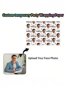 Custom Face Photo Birthday Wrapping Paper, Custom Face Print Gift Wrapping Paper,Wrapping Paper With Funny Face,Personalized Face Photo Gift Wrapping Paper, Unique Personalized Birthday Wrap, Birthday Gift Ideal - Multicolor - View 6