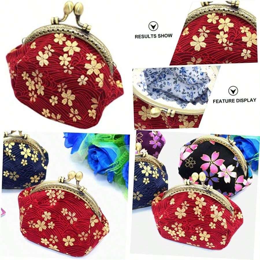 SHERCHPRY 1 Monedero De Flor De Cerezo Cartera Japonesa Monederos Vintage Para Mujer Carteras De Mujer Monedero Vintage De Monedero Cartera Pequeña Bolsa De Teléfono Cartera(12X9X7CM rojo) - Multicolor - Ver 1