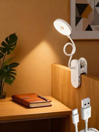1PC Desk Clip On Lamp For Reading Home Office, Dimmable Brightness 3 Modes, Clamp Light For Bed Headboard,For Offices And Homes,White