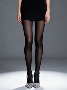 Daily Versatile Women's Long Stockings! Made Of Nylon, With A Super Thin Design, They Have A Shaping Effect. Perfect For Transitional Seasons, They Are Durable And Long-Lasting, And Exude A Strong Sense Of Sexiness. The Smooth Nylon Texture, Along With The Classic And Semi-Transparent Style. - Black - View 8