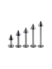 2件装哥特朋克不锈钢尖刺球唇钉，男女通用，锥形唇环、鼻环、耳廓环、耳软骨环、耳垂耳环，扁平穿孔人体饰品，16G