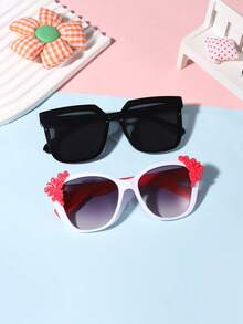 1 Set 2 PCS Boy's Girl's 9-14Y Casual Square/Lace Square Frame Fashion Glasses,Modern Lightweight Glasses For Daily Clothing Decor And Travel Accessories