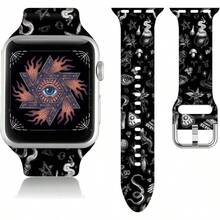 HalloweenThemed Soft Silicone Watch Band Compatible With Apple Watch 38/40/41/42/44/45mm For Women And Men Ideal Thanksgiving And Christmas Gift Replacement Wristband For Apple Watch Series 10 9 8 7 6 5 4 3 2 1 SE Stylish And Comfortable Design For Festive Occasions - GothGothicBlack - Xem 5