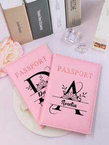 Custom Name Passport Holder For Travel, Personalized Letter Leather Passport Holder, Customized Passport Holder For Travel Women, Customizable Ticket Wallet, Birthday Gifts, Wedding Gifts, Anniversary, Christmas, Christmas Gifts, Portable, Vacation, Boyfriend, Girlfriend, Bestie, Bridesmaid, Friend, Colleague - Style B - View 4