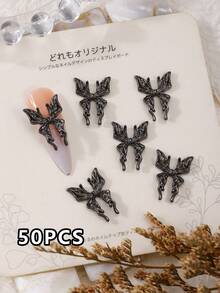 20 piezas y 50 piezas Accesorios de uñas con mariposas 3D grandes de estilo europeo en dorado y plateado, decoraciones de arte de uñas exageradas y únicas, diamantes de estrás de aleación, estilo metálico Y2K, decoraciones para diseño de arte de uñas DIY, elegantes, sencillas y versátiles, brillantes piedras de metal 3D para uñas, accesorios de decoración de uñas postizas, adecuados para productos de uñas, decoraciones de uñas y gemas de uñas de mujeres y niñas - Multicolor - Ver 11