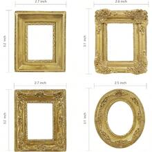 ZZXC Vintage Gold Picture Frames Fits 1.5x2 Inch Photos Set Of 4 Mini Hand-Crafted Resin Frame No Backing And Glass For DIY Mini Gallery Wall Fridge Magnets Wedding Event Table DecorZX- - 金色 - 查看 2