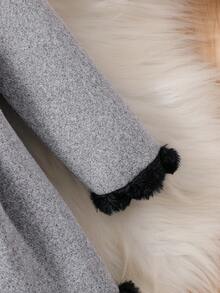 Áo khoác cardigan tay dài họa tiết hoa trơn màu dễ thương, cổ áo có nơ trang trí họa tiết hoa, thiết kế xếp ly, thường ngày, đa năng, thích hợp cho các buổi đi chơi vào mùa thu/đông - Xám - Xem 6