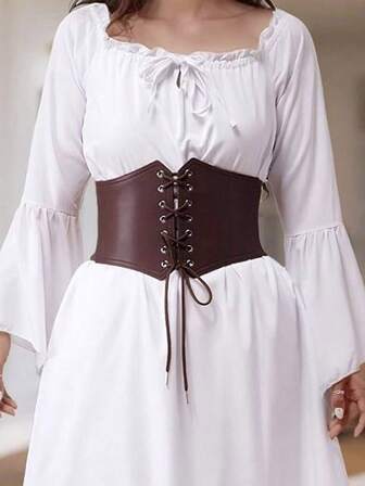 1件装女士时尚棕色弹力腰带可调节腰带，适合日常穿着、通勤、聚会、街头风格