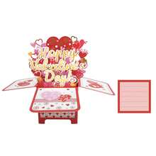 1pc, Sweet Valentines Day Card, Love Wedding Pop Up Card, Valentine's Day Pop Up Card For Women, Anniversary Card For Wife, Wedding Card, Pop Up Love Card, Handmade Paper Carved Card, Handmade Cartoon Card, Party Favors, Party Gift Decor, Gift Decor - Multicolor - View 2