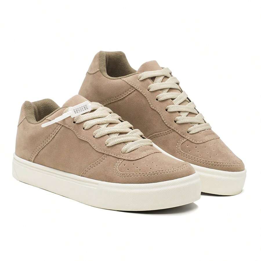 Men's Casual Sneakers, Premium Suede, Flat Sole, Skate-Friendly, Durable And Soft, Lightweight, Everyday Wear, Gym - 401-米色 - 查看 1