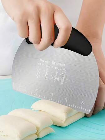 Professional Stainless Steel Dough Cutter And Scraper Combo - 2-In-1 Baking Tool For Bread, Pizza & Pastry | Multi-Use Bench Scraper With Kitchen Utensils Grip