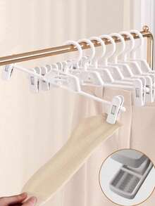 1pc/5pcs/10pcs Pants Hanger, Seamless Non-Slip Expandable Wardrobe Organizer Hanger, Decorative Accessory For Holiday, Room, Home, Bedroom, Suitable For Shorts, Shoes, Jeans, Boots, Skirts, Tops, Spring & Summer - White - View 9