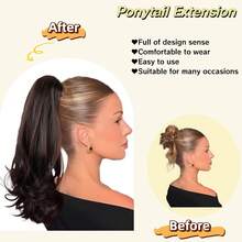 Ponytail Extension Curly Wavy Layered Ponytail Black Brown Blonde Claw Ponytail Extension Synthetic Hairpiece For Women - PB-01-4 - View 6