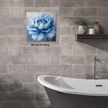 1pc 40*40cm(16x16inch) Art Decor Square Canvas Wall Art With Framed Blue Flowers Peony Floral Room Decor Home Decor Holiday Decor Bedroom Decor Living Room Decor.Stretched And Framed Ready To Hang. - 白色 - 查看 5