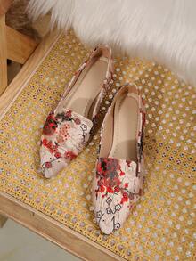 春秋季新款时尚蕾丝平底鞋，米橙色，欧码 36-43，宽楦，休闲甜美低帮平底鞋，女士款 - 米底-橙卡蕾絲麵 - 查看 6