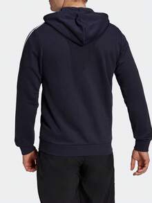 Adidas M 3S FT FZ HD Strick Kapuzenjacke, Herren, Legend Ink Blau, Adidas Essentials French Terry Kapuzenjacke, Lässig Pendler Sport Kapuzenjacke - Königsblau - Übersicht 3