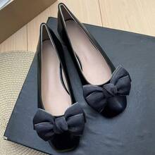 SAILING LU Square Toe Flats Shoes Rhinestoned Bowknots Ballet Flats For Women Studded Dress Shoes Comfort Light Weight LoafersChristmas - G283-黑色 - 查看 11