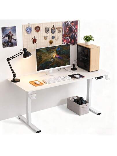 Room Desk,Makeup Dressing Table,Desk Table,Table Adjustable Height, Headphone Hook Cup Holder, Offices Games