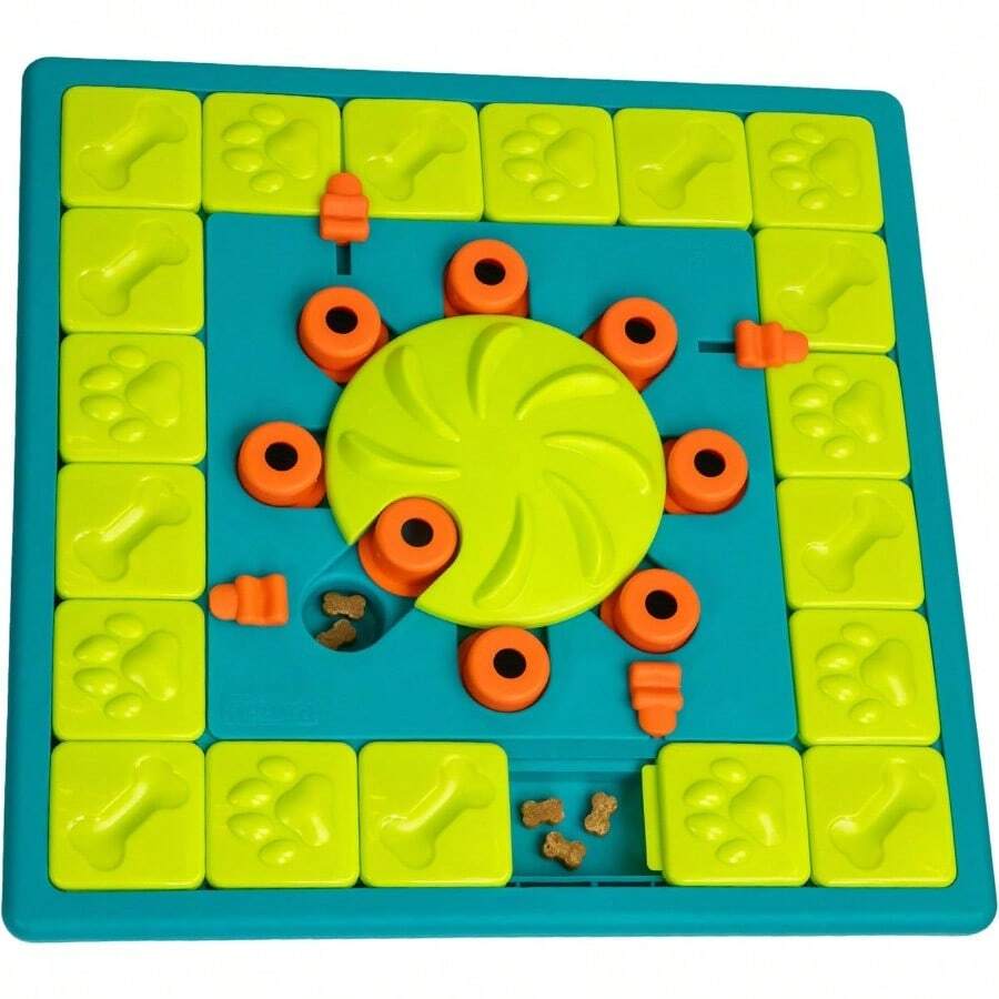 Outward Hound Nina Ottosson Challenge Slider Interactive Treat Puzzle Dog Enrichment Toy, Level 3 Advanced, Multicolored - Câu đố nhiều (Màu xanh lá cây) - Xem 1