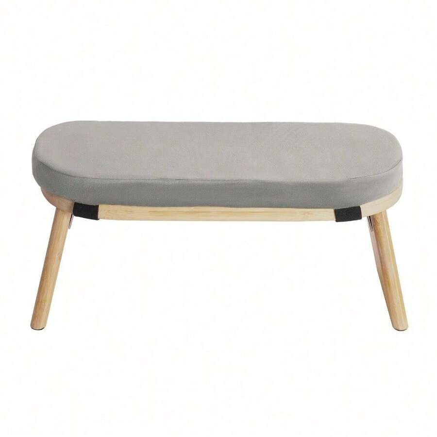 HOHOBLA Folding Meditation Bench Bamboo Meditation Stool With Velvet Cushion & Carry Bag, Travel Meditations Seat, Comfortable Folding Kneeling Stool Chair For Mindfulness, Zen Practice [US STOCK, Christmas Gift] - Wood Color+ Gray Color - View 1