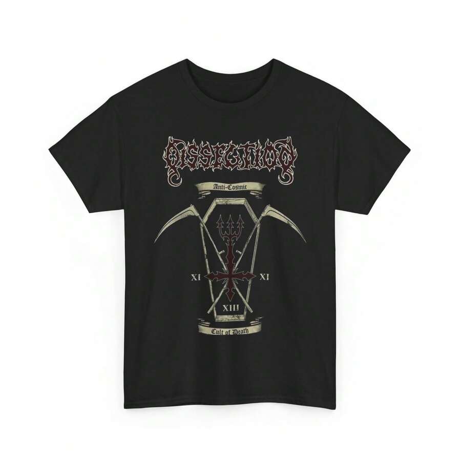 Dissection Band Tee Unisex Heavy Cotton T-Shirt, Metal Music Shirt, Y2K - 黑色 - 查看 1