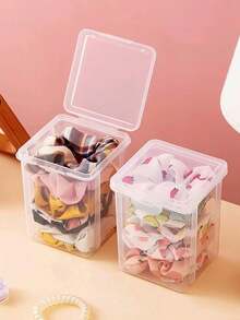 1 pieza/Set Caja de almacenamiento transparente apilable con tapa - a prueba de polvo, a prueba de agua, a prueba de humedad para joyas, ligas para el cabello, calcetines, bandas de goma, cuentas, también adecuada para especias de cocina, útiles escolares, organizador de escritorio de plástico de estilo moderno, multiusos, rectangular, joyero, decoración de habitación, regalo para amigos - Multicolor - Ver 9