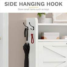 Zapatero estrecho | Estilo rústico con 2 cajones abatibles | Capacidad para 16 pares de zapatos | Organizador de zapatos estrecho para entrada, pasillo y sala de estar (Blanco) - Blanco - Ver 7