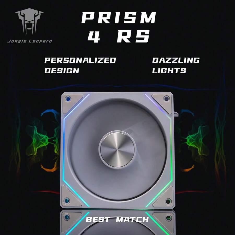 XFENGX - Prism 4-CD Pattern 120mm ARGB Case Fan, 5V 3PIN Motherboard Sync RGB Lighting, Ultra-Quiet Operation, Unique RGB Effects, Anti-Vibration Pads For Optimized User Experience, PC Fan