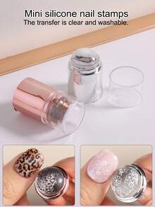 Mini sello de uñas de silicona lavable, nueva placa de acero de alta transparencia para impresión por transferencia, herramienta de uñas multifuncional, tubo de aluminio metálico de alta elasticidad y duradero para sello de transferencia - Multicolor - Ver 3