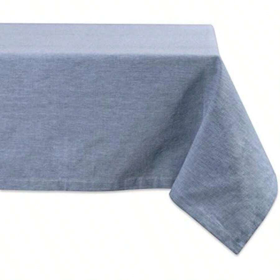 DII 100% algodón, se puede lavar a máquina, Everyday Chambray Cocina Mantel para la cena partes, verano y aire última intervensión Picnic - Asientos 152,4 x 264,2 cm 8 A 10 personas,(Azul 304.8 x 152.4 cm (Rectangular)) - Multicolor - Ver 1