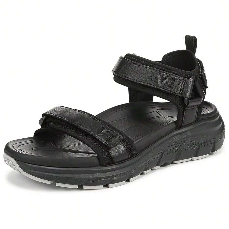 Vionic Womens Walk Max Wanderer Sandal - Black Leather - 黑色 - 查看 1