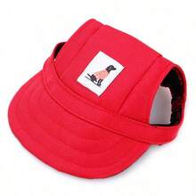 1pc Pet Hat Dog Baseball Hat With Ear Holes Adjustable Summer Canvas Sun Protection Dog Cap For Small Pet Puppy Outdoor Hiking Sports Accessories