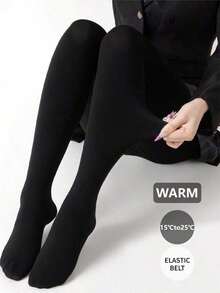 Women's Autumn/Winter Black Lightweight Soft Skinny Tights/Pantyhose, Fashionable High Elasticity Slimming Tights Suitable For Business Office, Casual Daily Wear, Cozy - 黑色 - 查看 6