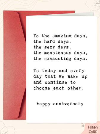 1 Tarjeta de aniversario divertida para parejas - Estilo de aniversario de boda hilarante, también para regalos del Día de San Valentín/Saludos de extraños en línea/Citas en línea, adecuada para él/ella