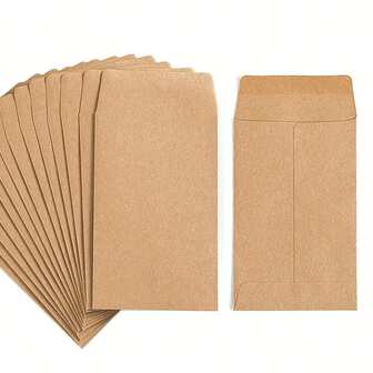 100pcs Small Coin Envelopes Self-Adhesive Kraft Paper Seed Envelopes Mini Parts Tiny Items Stamp Storage Bags, Suitable For Garden, Office Or Wedding Favors (2.25"X3.5"/9x6.3cm)
