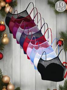 10pcs/Pack Women Sexy Mesh Breathable Supportive Bras, Multicolor - 彩色 - 查看 2