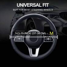 Leather Car Steering Wheel Cover, Non - Slip Car Wheel Cover Protector Breathable Microfiber Leather Universal Fit Most Beige - Orange-2 - View 3