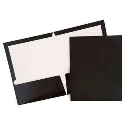 JAM 6pk Glossy Paper Folder 2 Pocket - Black: Stationery, Office, Paper, Non-Pronged, 100 Sheet Capacity, 12x9, 2 Internal Pockets