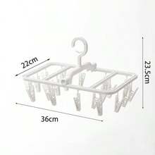 12/20 Clips Foldable Clothes Drying Rack, Multi-Functional Clothesline For Socks, Underwear, Towels, White/Grey - White - View 8