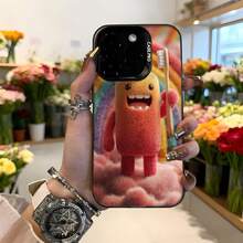 Cubierta de teléfono con diseño de personaje de peluche naranja con cepillo de dientes y arcoíris en nube rosa colorido para uso diario y regalo Aplicable a los teléfonos de la serie Apple y Galaxy - Blanco - Ver 3