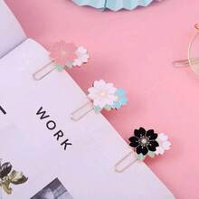 1/2/3pcs Creative Metal Bookmarks, Elegant Sakura Flower Bookmarks, Multicolor Floral Bookmarks, Study Stationery Reading Accessories Premium Metal Bookmark Set Featuring Sakura Motif With Colorful Enamel Accents For Journals, Planners, And Notebooks; Enhances Reading Focus And Organization; Ideal Gift For Book Lovers, Students, And Office Desk Decor; Durable, Stylish, And Timeless For Everyday Use - Multicolor - View 10