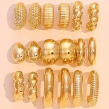 9 Paar minimalistischer goldener CCB Harz Modeschmuck Ohrringe Set, geeignet für den täglichen Gebrauch - Gold - Übersicht 14