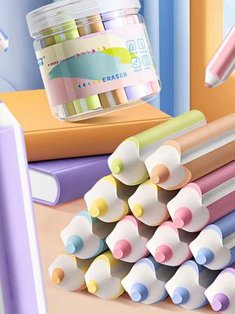 6 件装铅笔形橡皮擦，造型简洁，透明可见，采用优质 TEP 材料制成，适合家庭、办公室和学习使用。