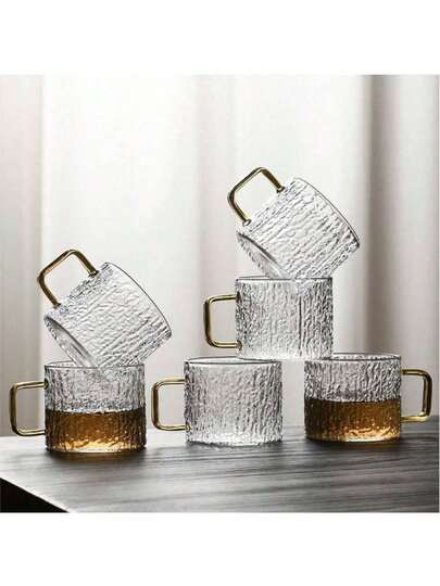 1pc/6pcs/4pcs/2pcs Set Thick Heat-Resistant Glass Cup, Suitable For Home, Cafe, Mall, Store To Drink Coffee, Tea, Water, Beverages In Multiple Scenarios