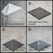 1个大号透明亚克力展示盒，两种尺寸可选，塑料组装防尘展示盒，带哑光黑色底座，适用于展示手办、汽车模型、积木、收藏品、雕像、模型等。 - 黑底透明 - 查看 9