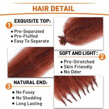 Springy Afro Twist Hair 12 Inch 3 Packs Copper Red Color Pre Fluffed Marley Twist Braiding Hair For  (12 Inch, 350),350 - 350 - 查看 4