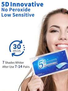 Vaclav 5D牙齿美白贴，7/14/21/28对装，有效去除咖啡、汽水、茶渍，美白牙齿，缓解牙齿敏感，遮盖污渍，居家旅行套装，防滑设计，女士礼品 - 藍色 - 查看 6